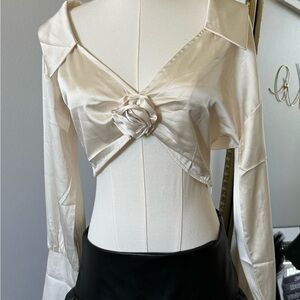 Elegant Cream Satin Women's Top